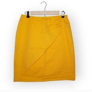 Vintage 90s denim tulip faux wrap skirt golden yellow short wmns 13/14